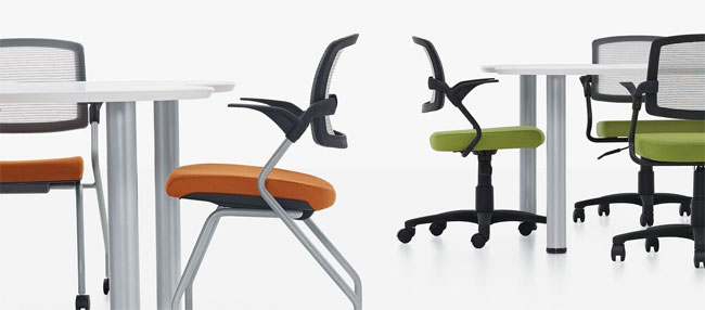Spritz Flip Seat Nesting Armchair, Casters, Global Guest Chair.