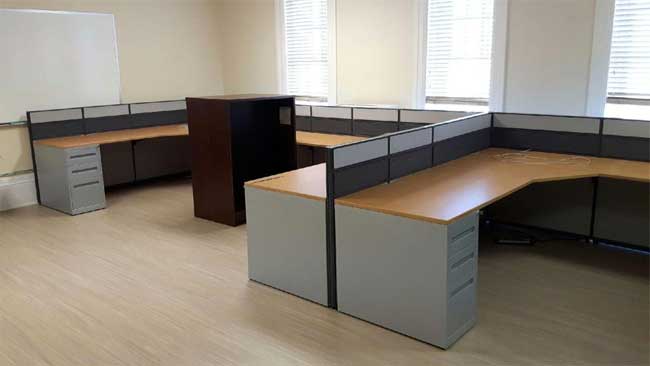 Used L Shaped Dual Workstation Cluster, Office Furniture, North York, Toronto