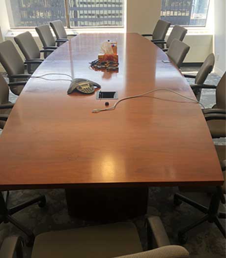 Used Wood Boardroom Boat Shape Table, Office Furniture North York, Toronto GTA