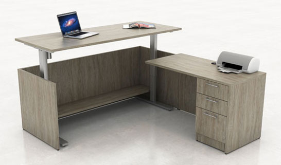 Height Adj With Return Desk, Adjustable Tables