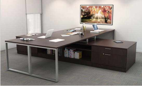 Collaborate Quad Station / Low Credenza, Barrys Office Furniture, North York, Toronto GTA