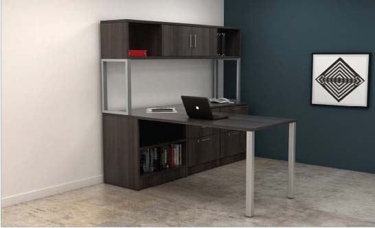 Post Leg L Shape with Hutch, Barrys Office Furniture, North York, Toronto GTA