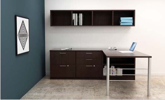 IOF H Leg L Shape Desk with Hutch, Barrys Office Furniture, North York, Toronto GTA