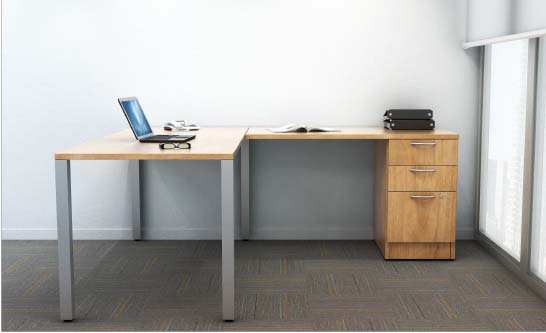 IOF Square Post Leg L Shape Desk, Barrys Office Furniture, North York, Toronto GTA