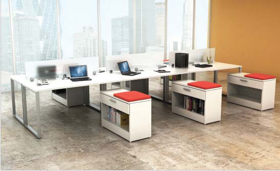 Collaborate 6 Station / Low Credenza, Barrys Office Furniture, North York, Toronto GTA