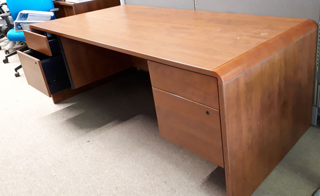 Used Double Hanging Pedestal Desk, open