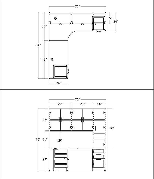 L Shape Desk with Storage Drawing, Office Furniture, Toronto GTA