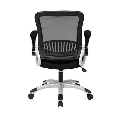 Screen Back and Bonded Leather Seat Managers Chair - EM35206-EC3, flip arms, back view