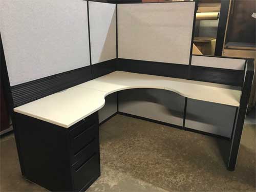 Used L Shaped Workstation Curved Corner Office Furniture Toronto Gta