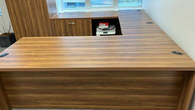 U Shape Modesty Panel Desk with Storage, Toronto