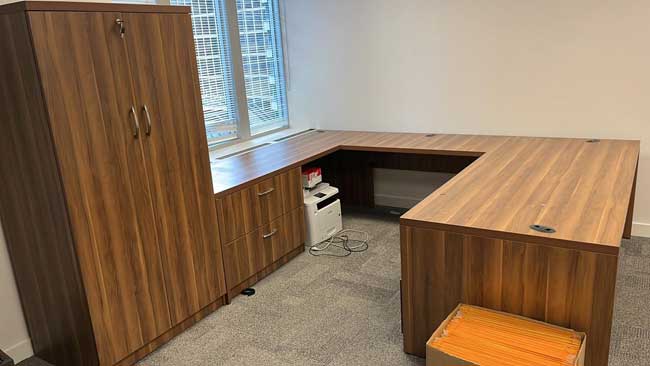U Shape Modesty Panel Desk with Storage