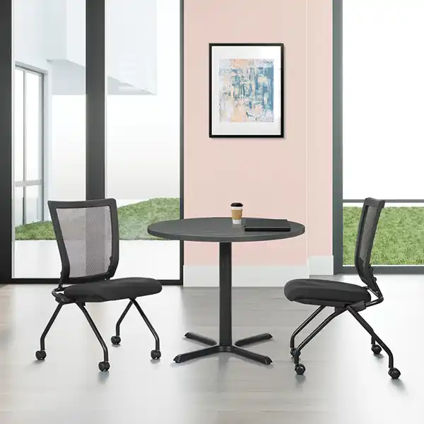 Soft PU Padded Back Armless Folding Chair (2-Pack) - 69350-30, office