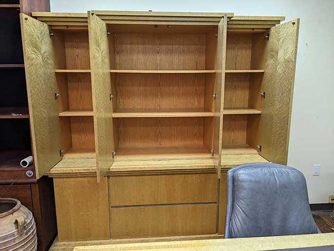 Leif Jacobsen Birdseye Maple Credenza and Closed Door Hutch