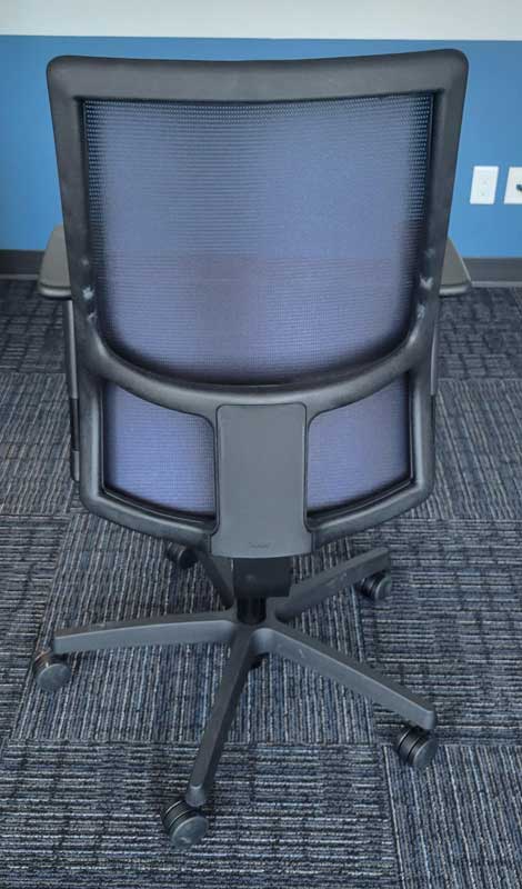 Paoli Fire Task Chair with black mesh back and upholstered seat, with adjustable arms.