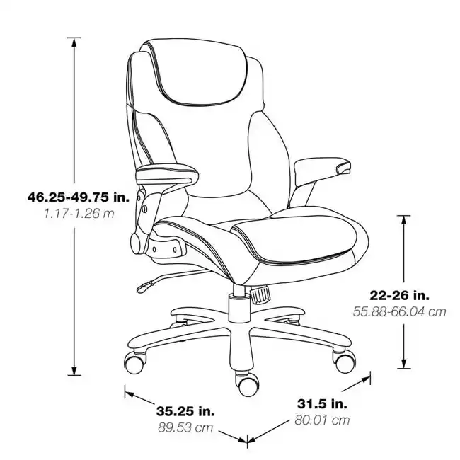 Big and Tall Deluxe High Back Executive Chair - 39200, measures