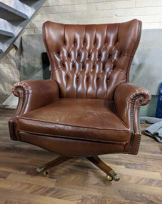 Traditional Leather Claw Foot Spanish Chair