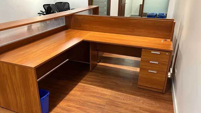 Used L Reception Desk with Acrylic Panel