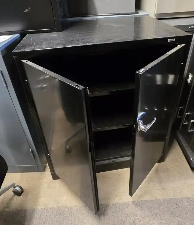 Used Uline "Low Boy" Metal Storage Cabinet – Black (48"H x 36"W)