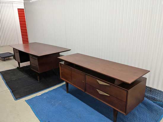 Vintage Desk with Credenza Set