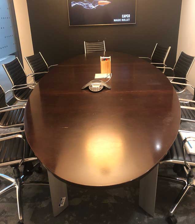 Used Wood Boardroom Racetrack Table, Office Furniture North York, Toronto GTA