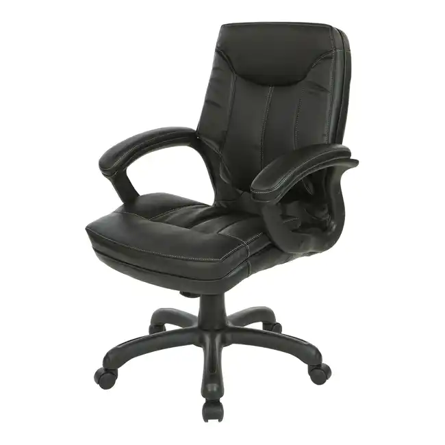 WorkSmart FL6081 Mid-Back Faux Leather Manager’s Chair, front view