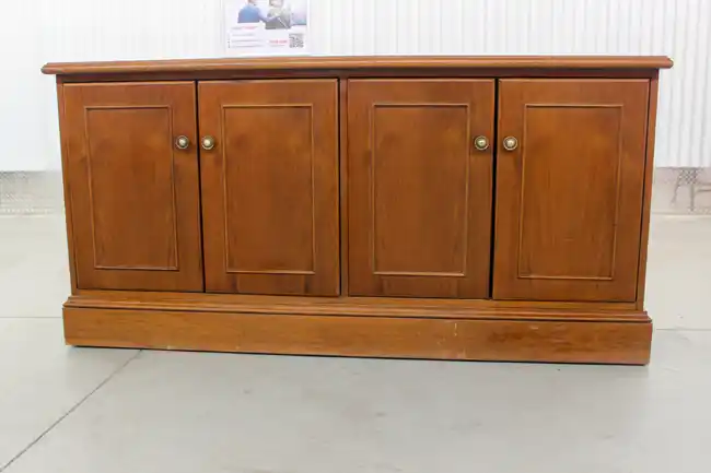 Front view of 4-door lateral wood credenza