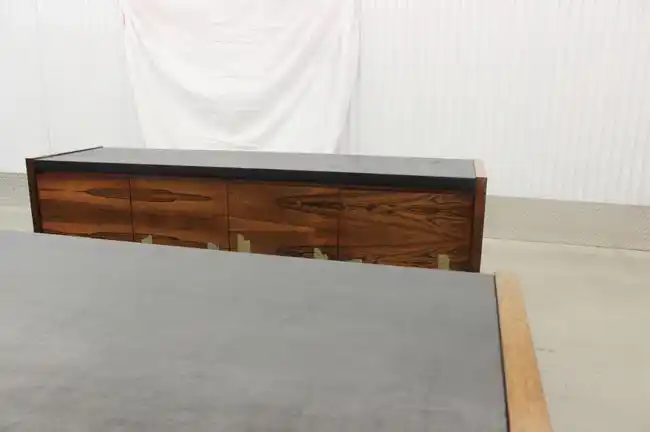 Angled view showing grain detail and drawers under Biltrite table