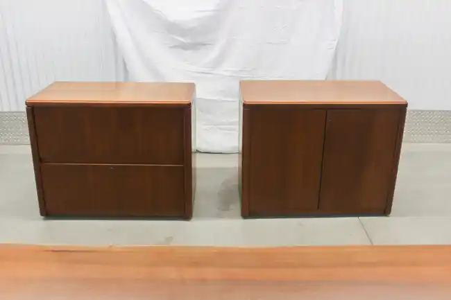 Matching 2-door credenza and 2-drawer lateral file cabinet
