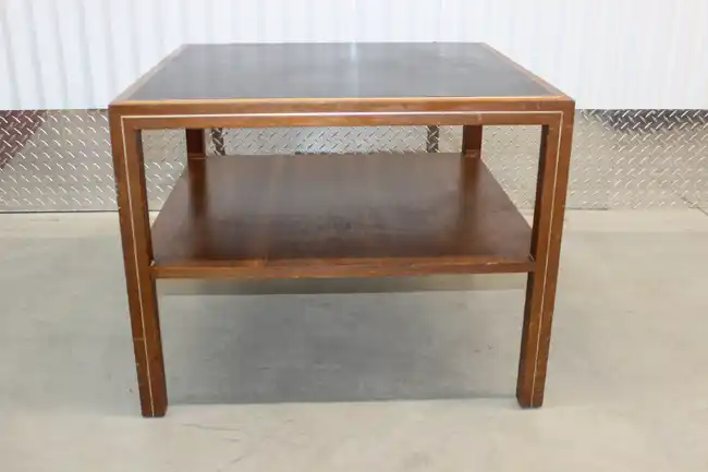 Leather top side table front view