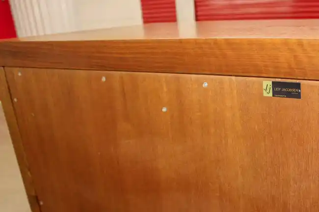 Close-up of back panel showing Lief Jacobson logo