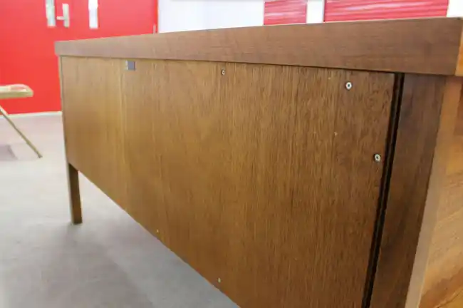Back panel of rosewood credenza showing craftsmanship details