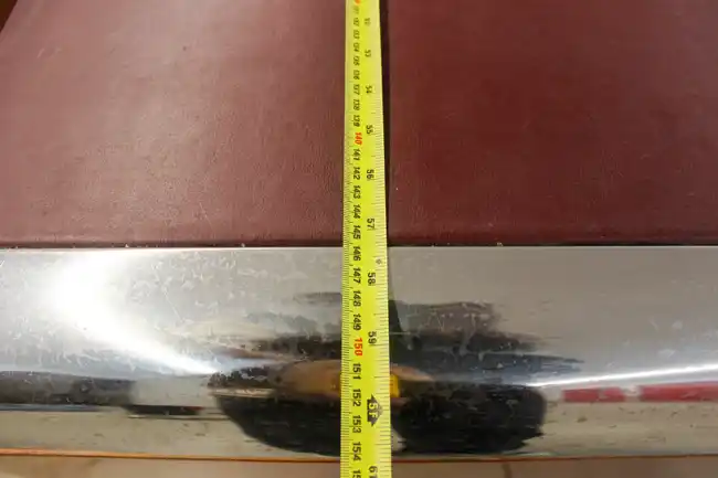 Width measurement of 5-foot maple L-desk