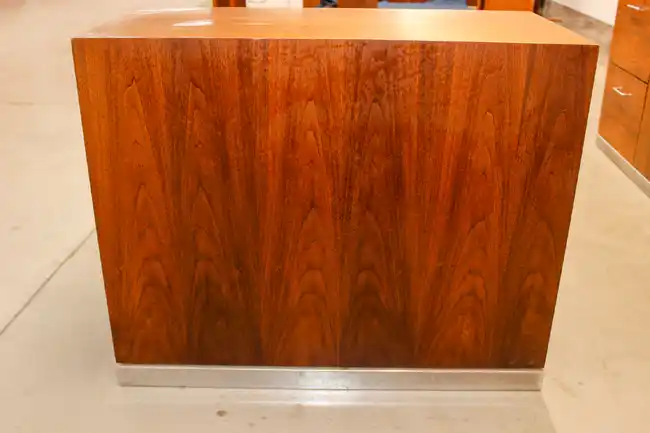 Rear view of rosewood credenza with wood grain