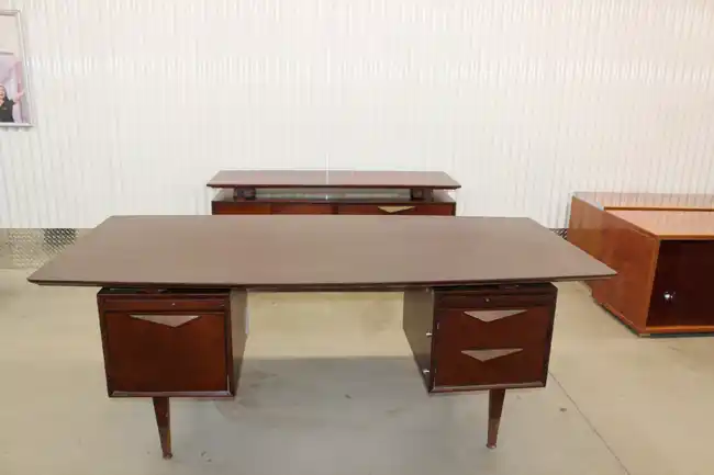 Alternate front angle of vintage Scandinavian desk