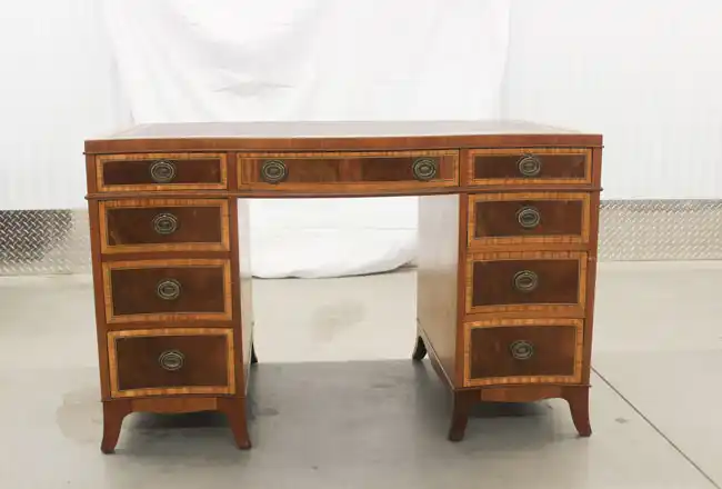 Front view of restored Sligh classic wooden desk