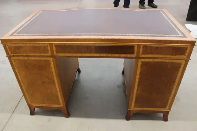 Rear view of Sligh wooden desk