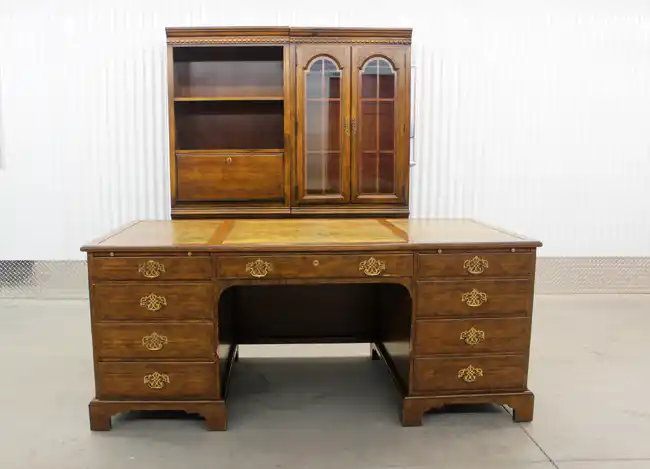 Vintage 1950s Sligh executive desk and credenza set