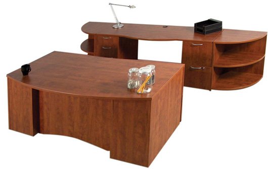 Bow Front Desk with Credenza