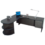 D Top extended corner desk with Bookcase 