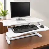 Used White Height-Adjustable Standing Desk Converter, 