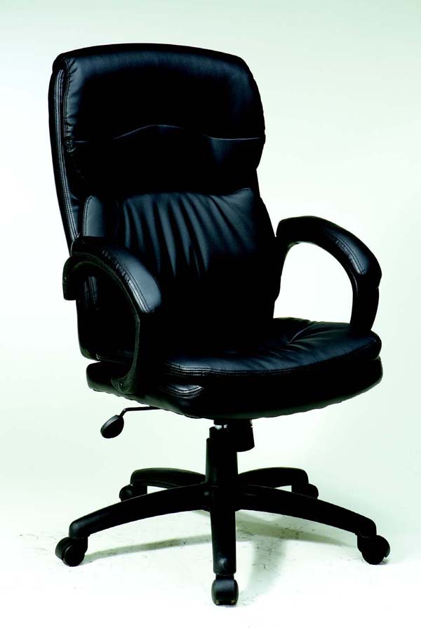Thick padded contour black bonded leather seat and back with built-in lumbar support, North York, Toronto