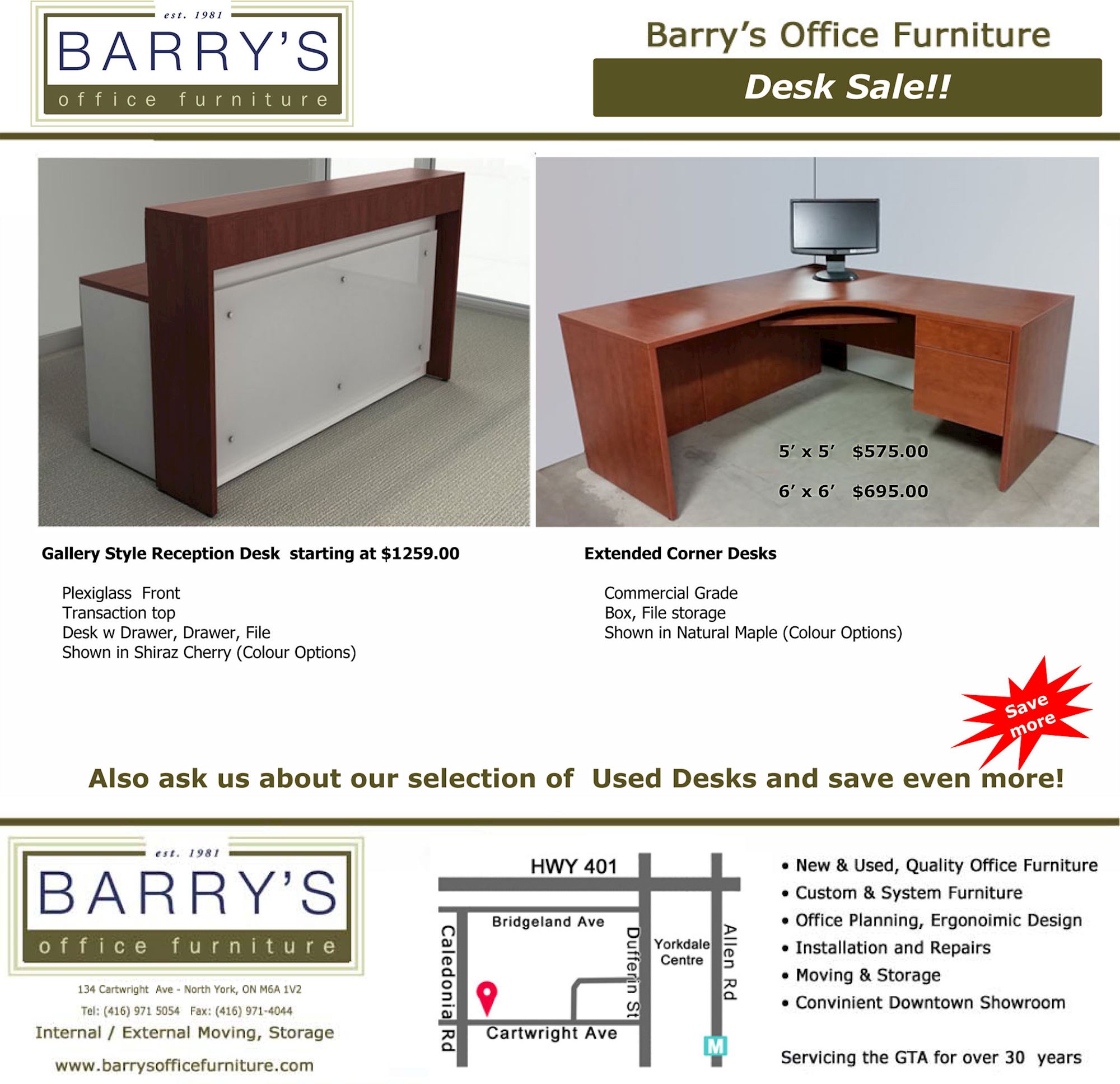 Extended Corner Desk Sale Toronto - Reception Desk Sale toronto