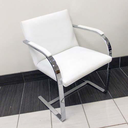 Chromed Flat bar BRNO - White Leather, Office Rental Chair, North York, Toronto