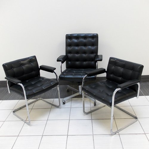 Vintage, Nienkamper, Tufted Leather Chair set, Movie Rentals, Toronto